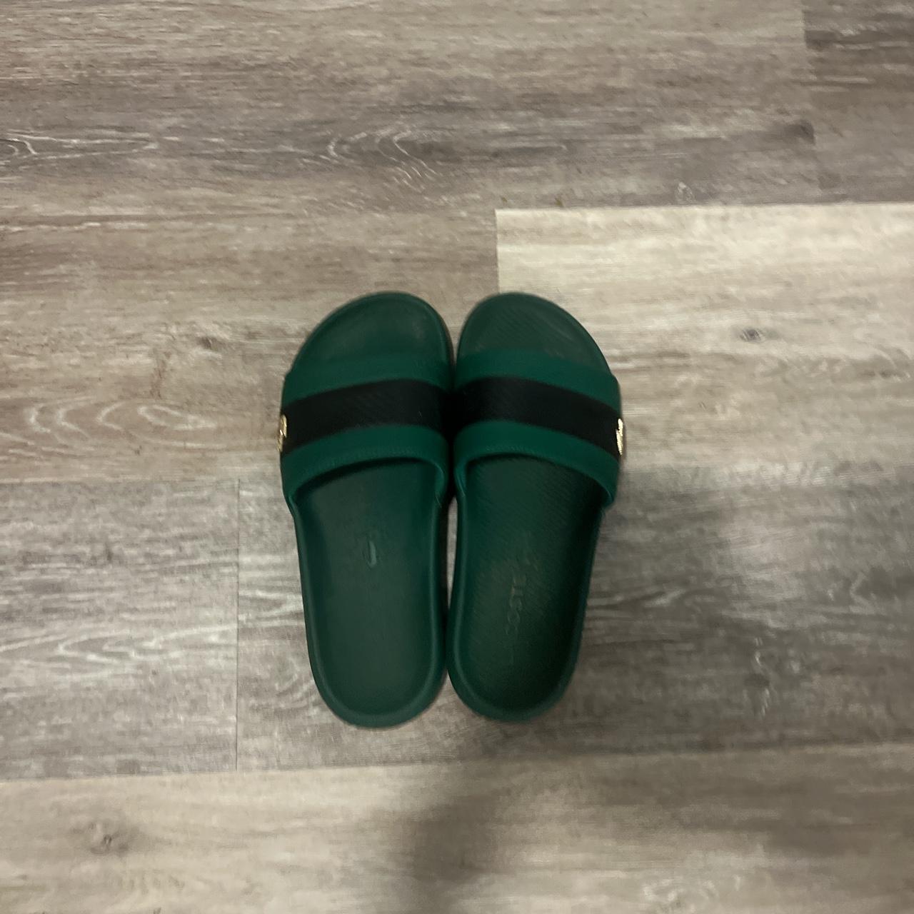 Lacoste slides store gold