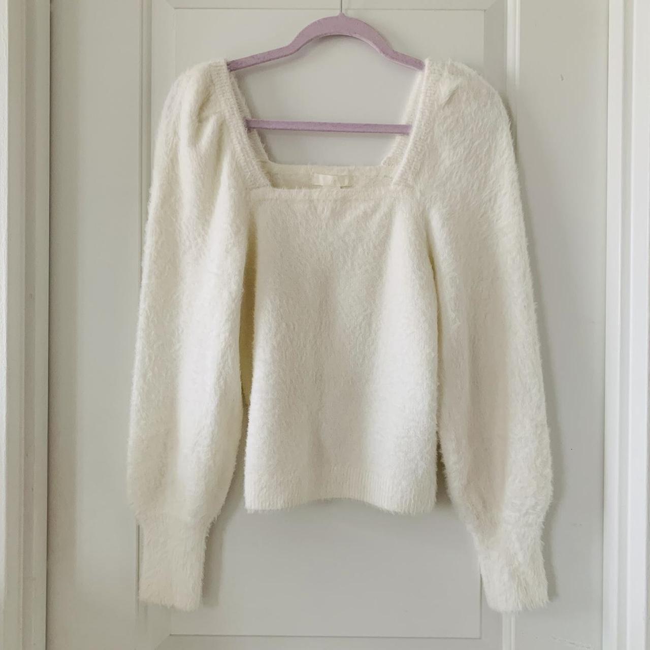 Fuzzy white clearance sweater h&m