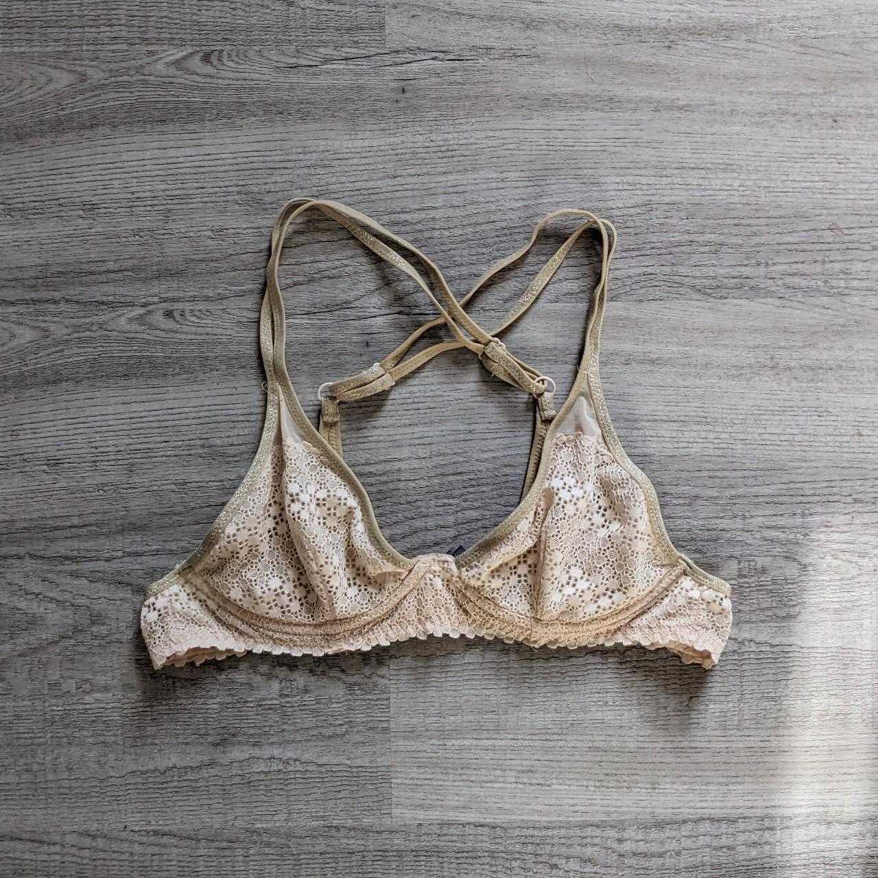 aerie triangle bralette size 34b a nude / blush... - Depop