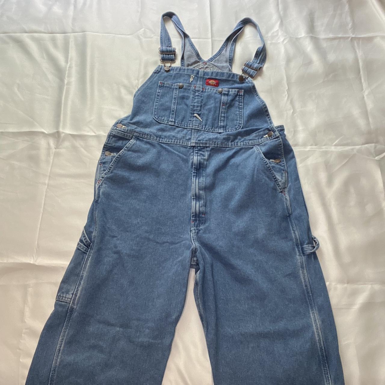 Light blue Dickies overalls sizing could be xxl or... - Depop