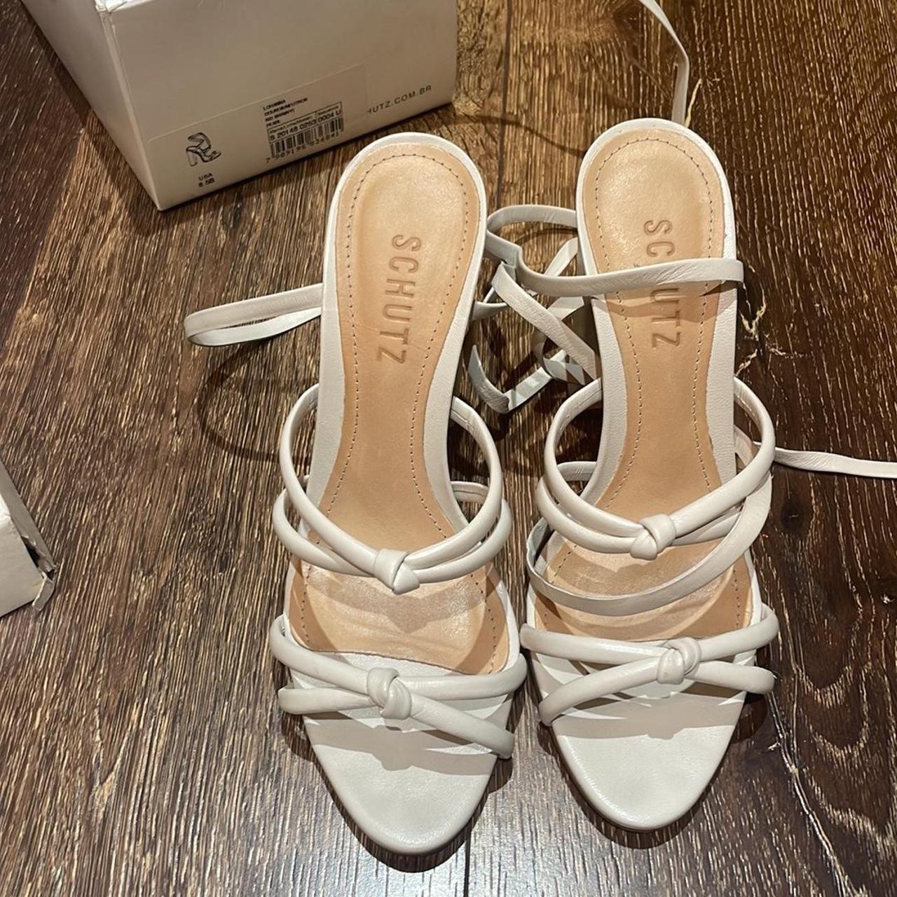 Schutz Women's White and Cream Sandals