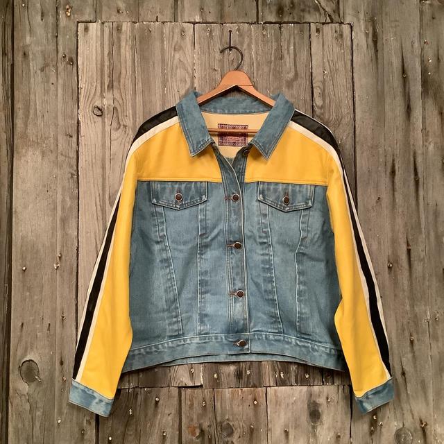 cropped yellow jean jacket bought at a vintage - Depop