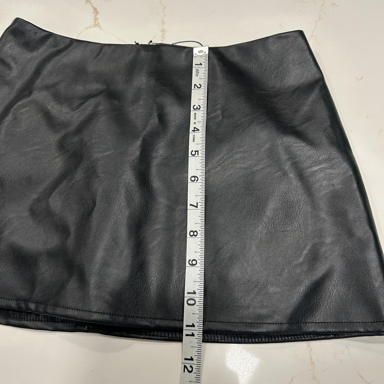 Fashion nova mini black faux leather skirt with... - Depop