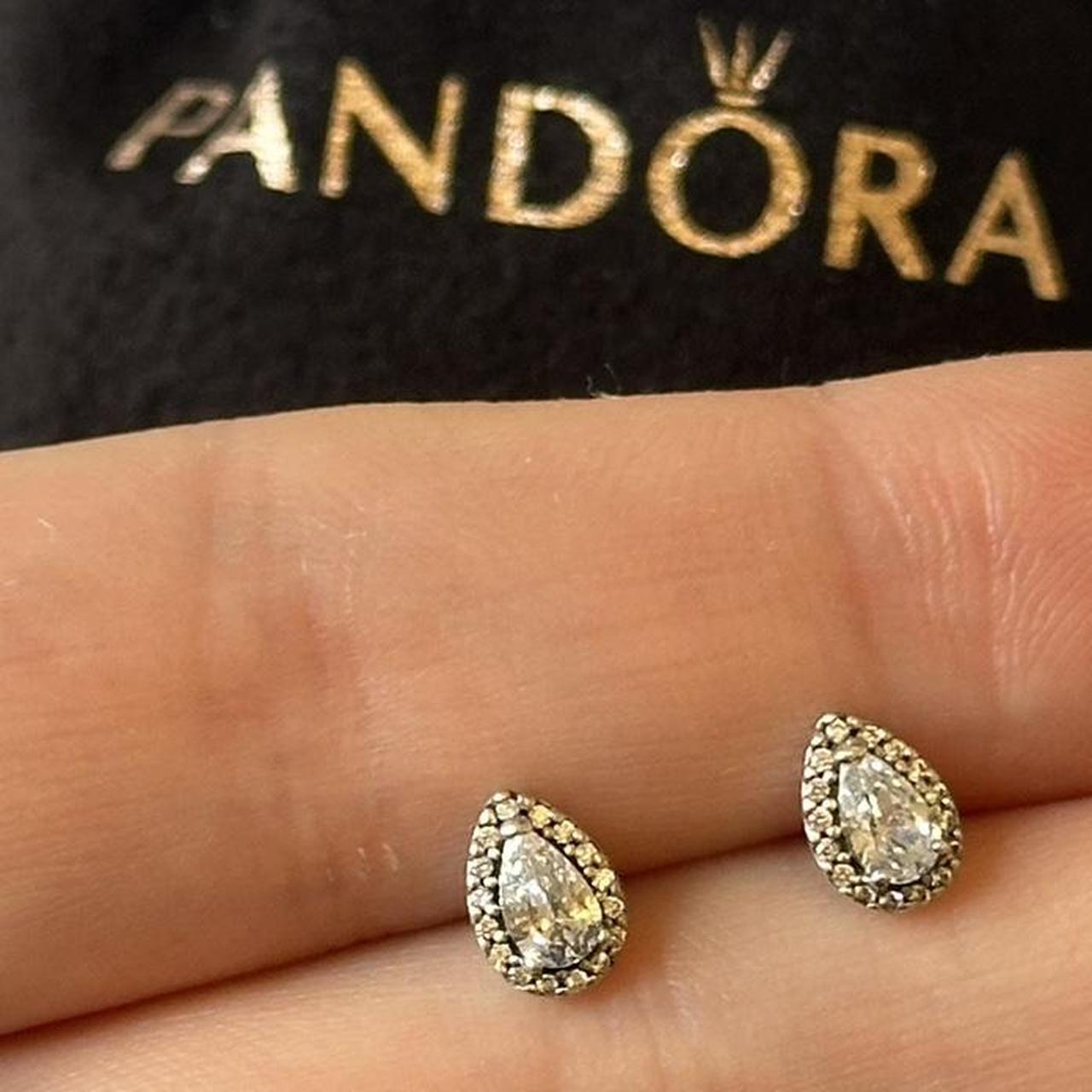 Teardrop Earrings Pandora FINAL SALE Sparkling Teardrop Halo Stud