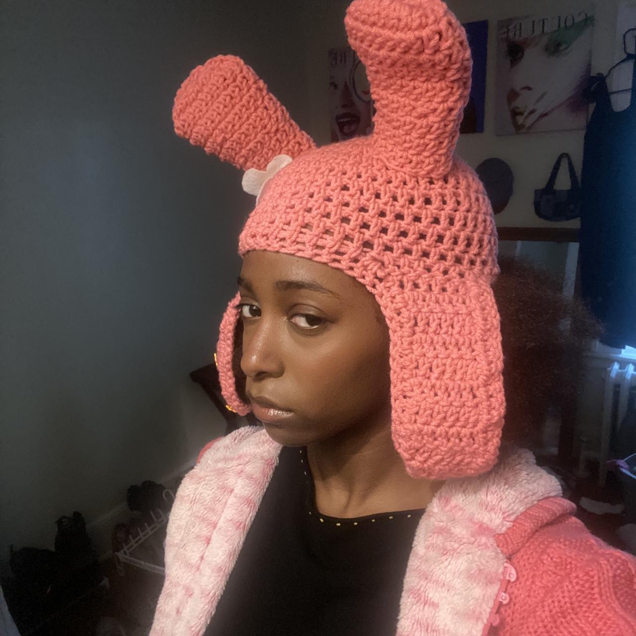 Pink crochet hot sale hat