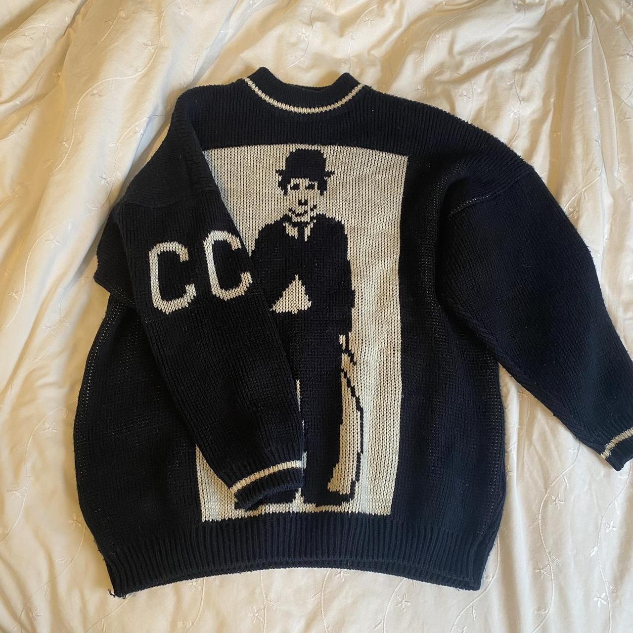 70’s vintage Charlie Chaplin knit jumper Size large,... - Depop