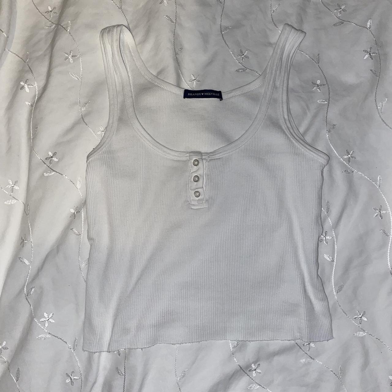 Brandy melville white tank top One size, fits a size... Depop