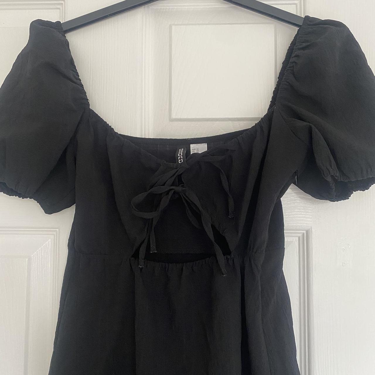 Lovely black milkmaid style mini dress from H&M Size... - Depop
