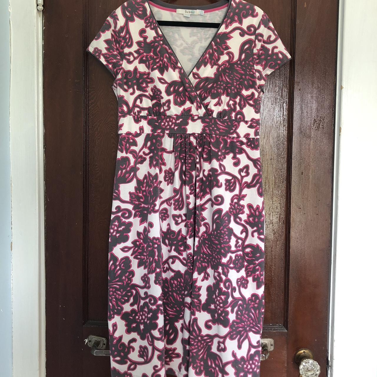 Boden Women's Pink and White Dress | Depop