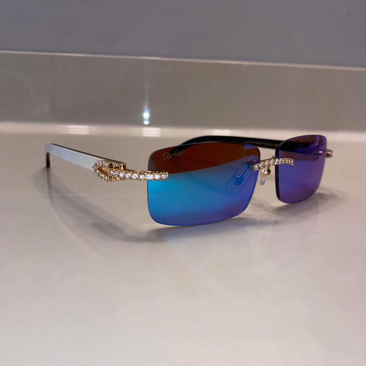 Cartier iced out Sunglasses White marble sticks Depop