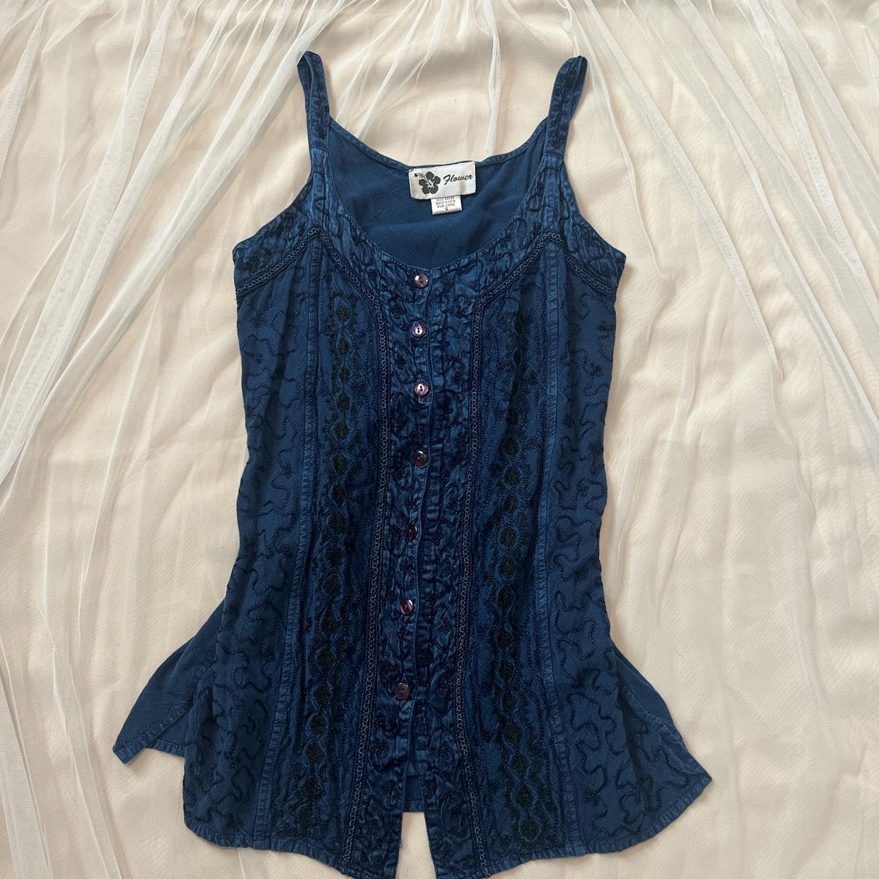 Navy Blue Mini Dress Size: S 29 inches long top... - Depop