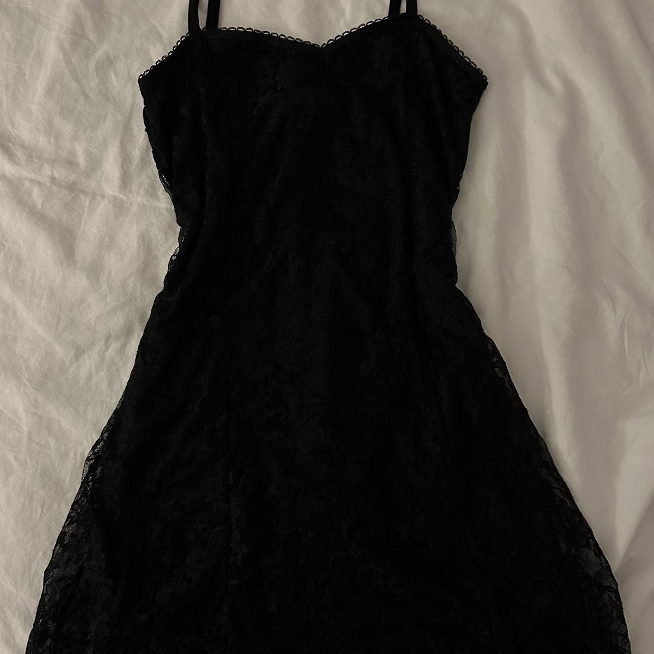 ☆BLACK LACE 2000s DRESS WITH BELT LOOP☆ Size:... - Depop