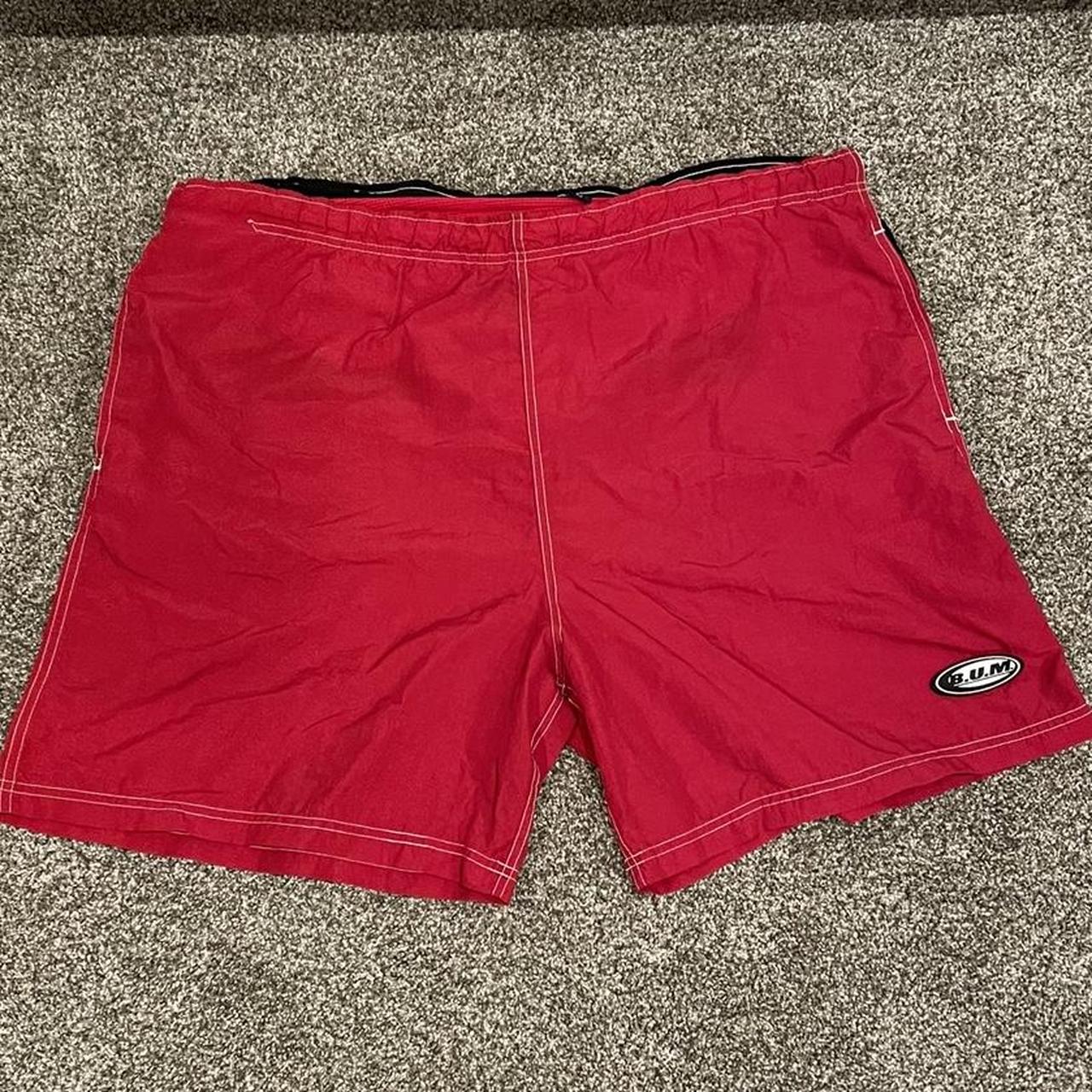 B.U.M. Equipment Men's Red and Black Shorts | Depop