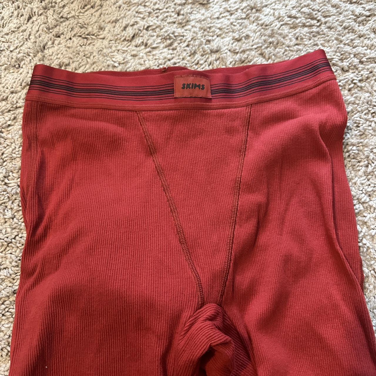 small red skims loungewear cuffed bottom leggings. - Depop