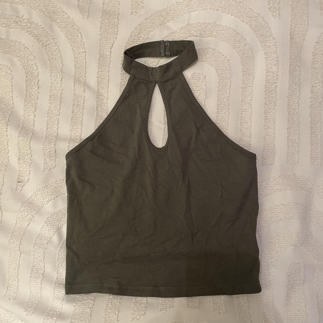 Green Halter Crop Top Miss Selfridge Khaki Halter Depop