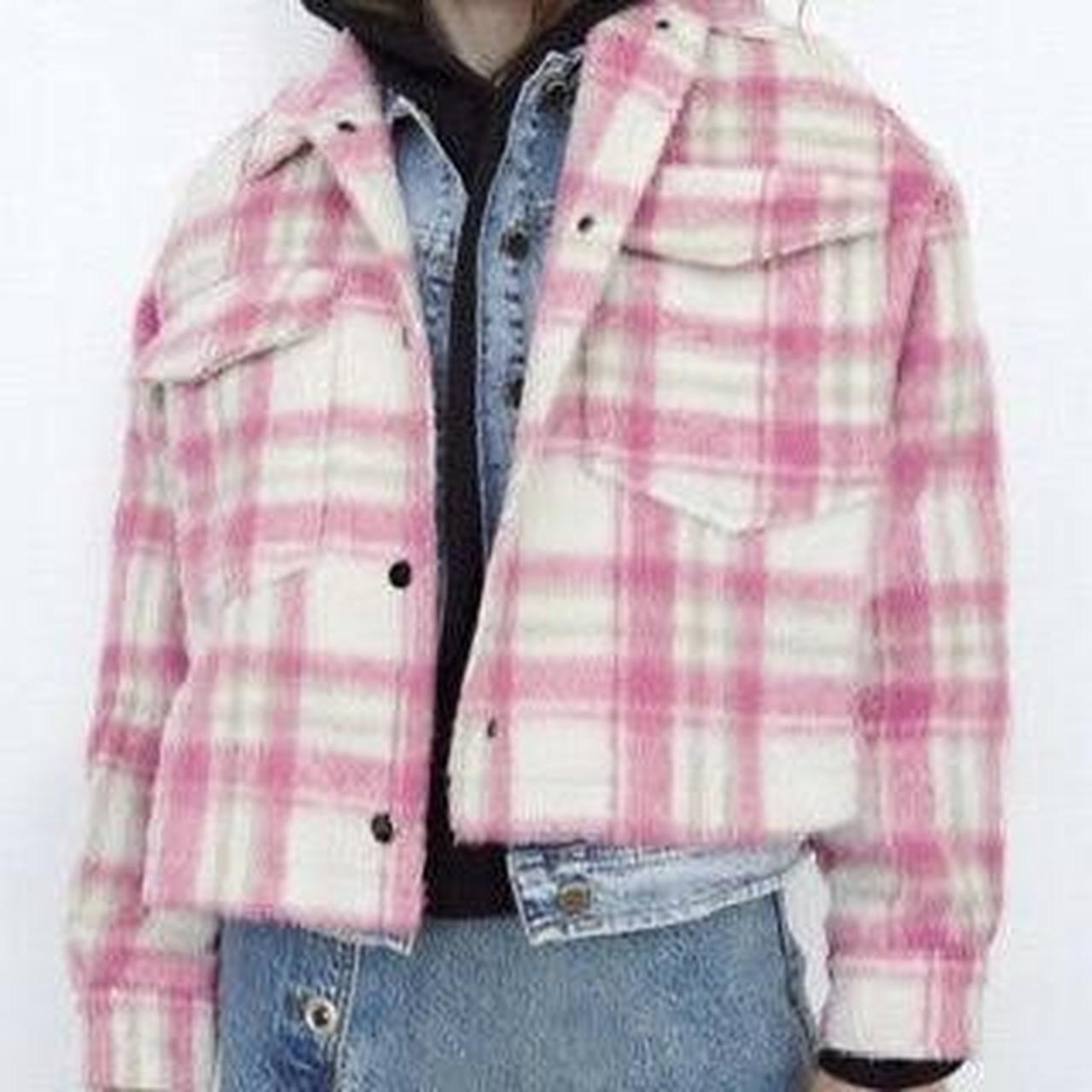ZARA, ZARA Cropped Plaid Pink and White