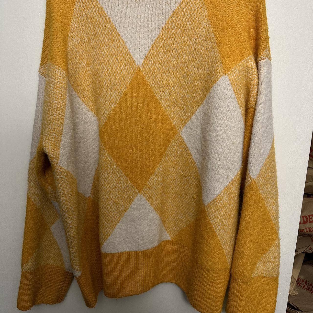 ZARA Jacquard Knit Sweater Yellow Orange