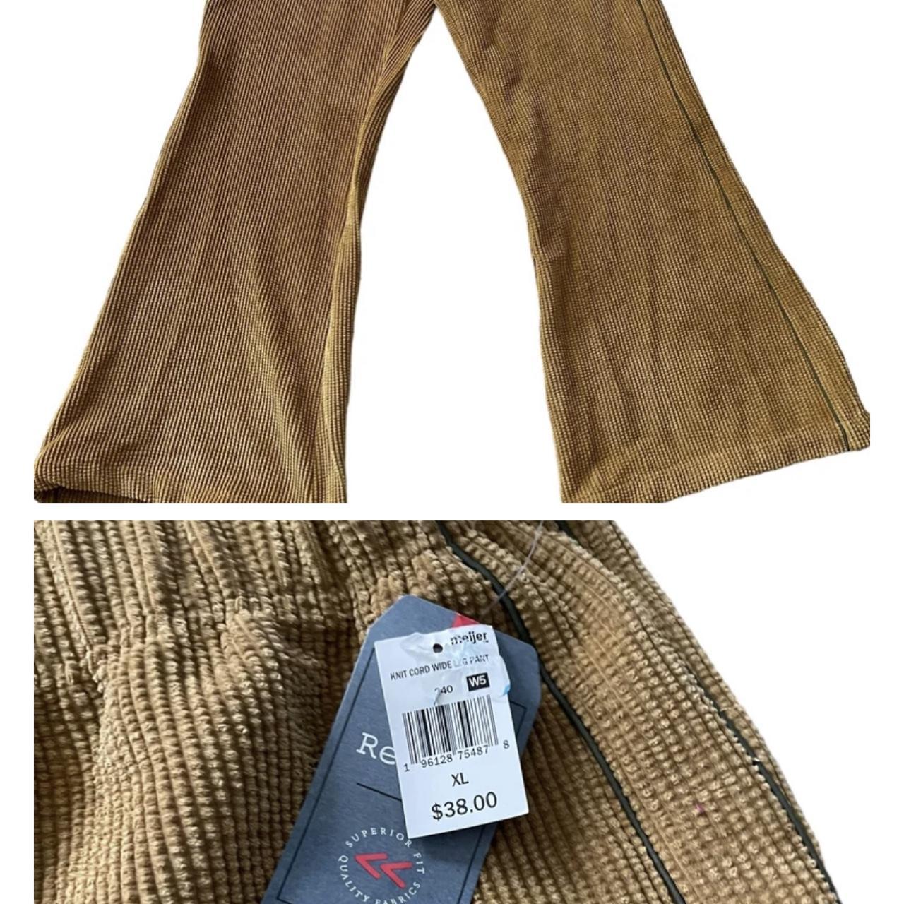 Golden knit cord wide leg pants XL pants Rewind - Depop