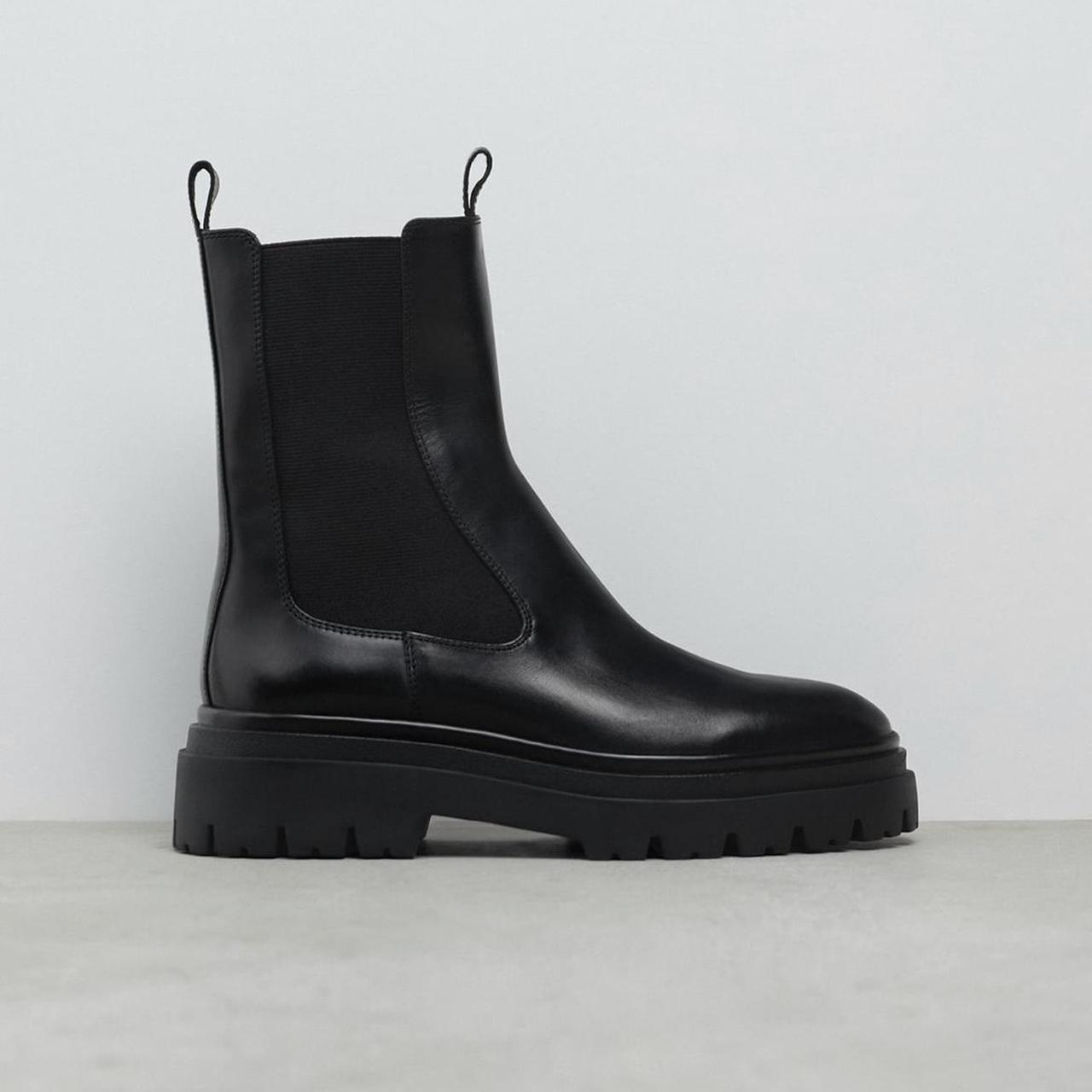 Zara flat track sole best sale ankle boots