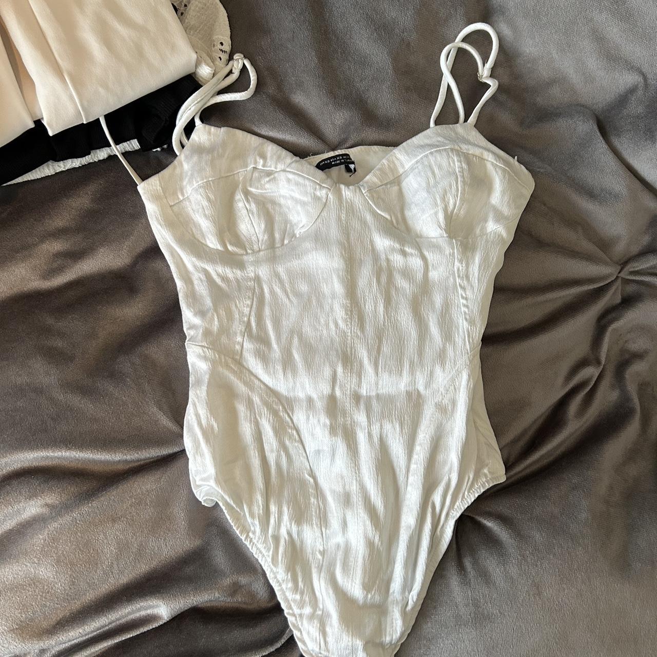 zara satin corset bodysuit size small worn twice... Depop