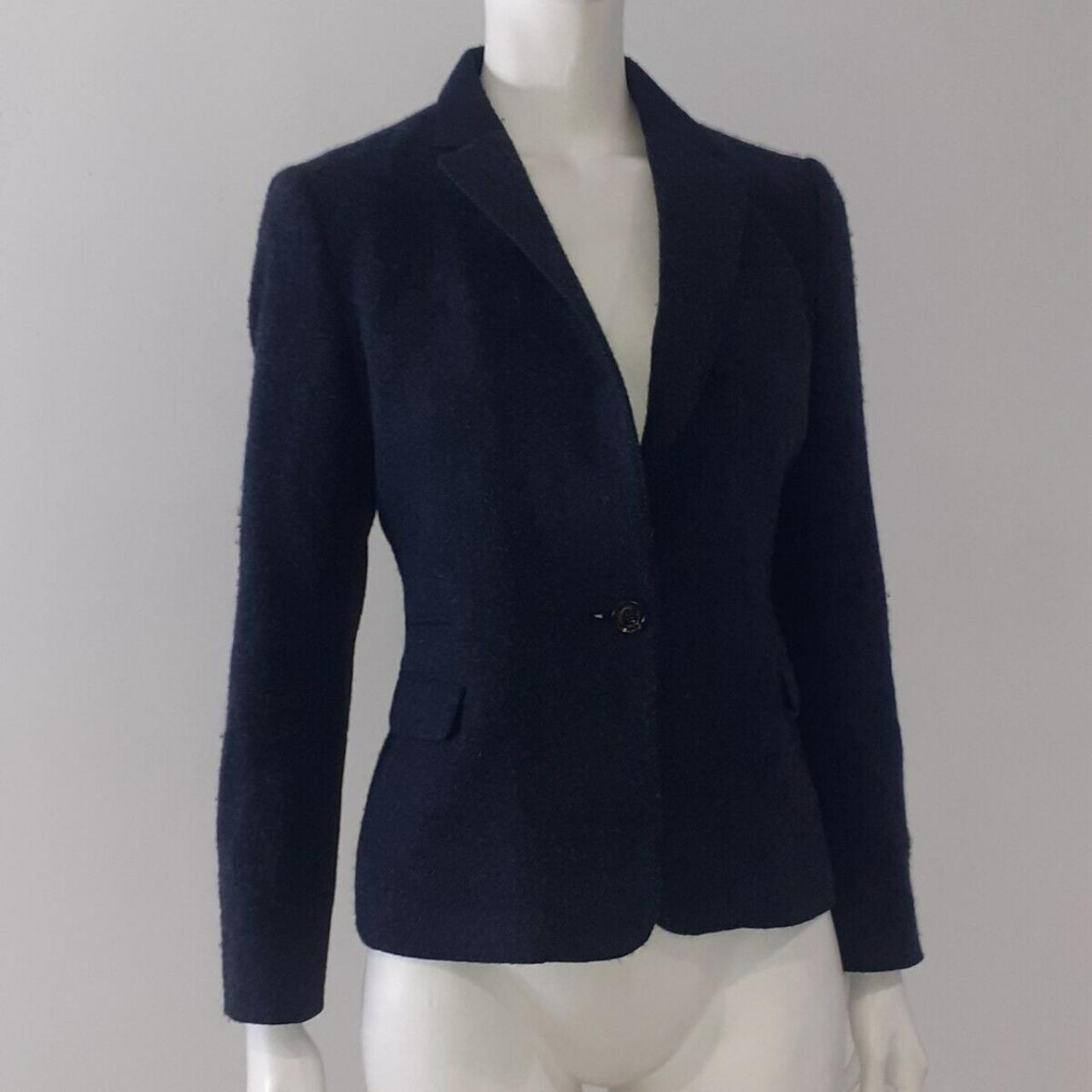 Massimo Dutti Women's Navy and Blue Jacket | Depop