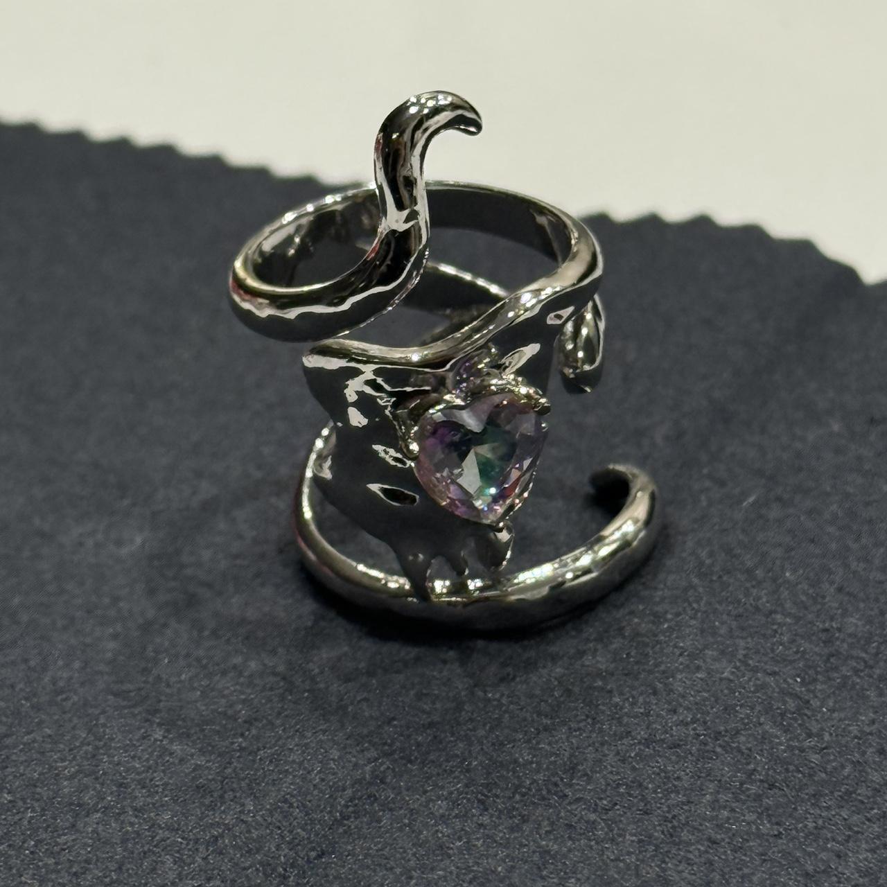 Women's Ring - Silver/Multi – Silver adjustable r… - image 3