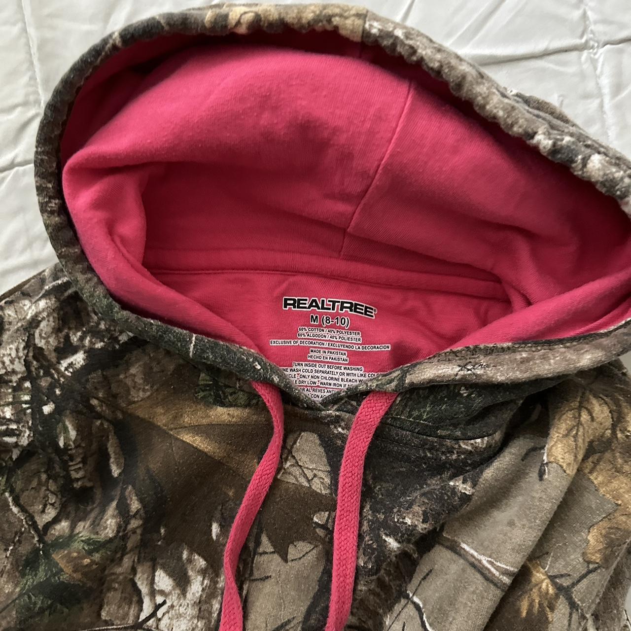 realtree vintage camo print hot pink hoodie size... - Depop