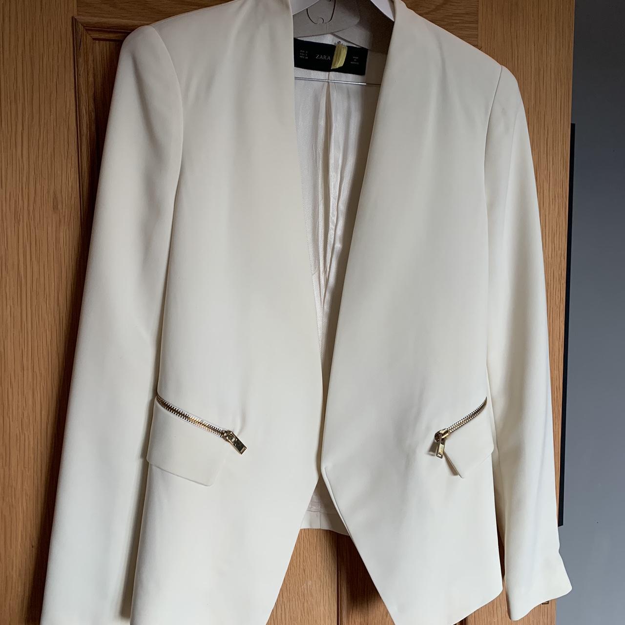 Zara Women's Cream Tailoredjackets Depop