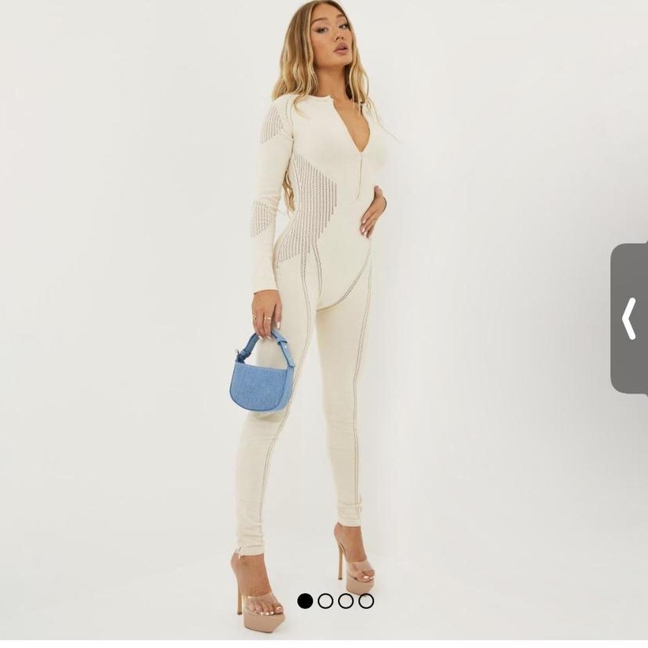 EGO Women's Cream and Tan Jumpsuit Depop