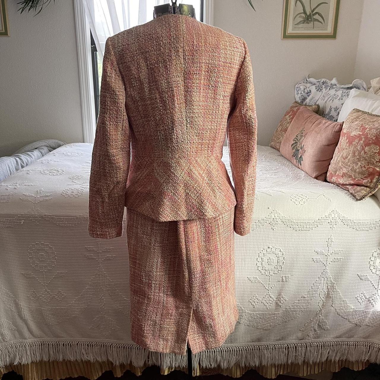 Beautiful pink tweed dress by Talbots. Size is 12 W. - Depop