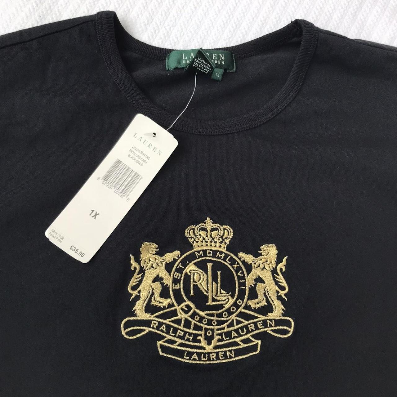 Ralph Lauren gold embroidered logo t shirt. Size... - Depop