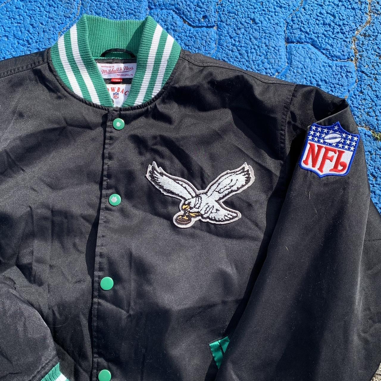 Shop Mitchell & Ness Philadelphia Eagles Heavyweight Satin Jacket  OJBF3413-PEAYYPPPKYGN green