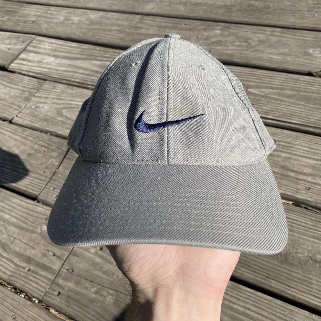 Vintage Nike Swoosh Gray Blue Fitted Stretch Dad Hat. Depop