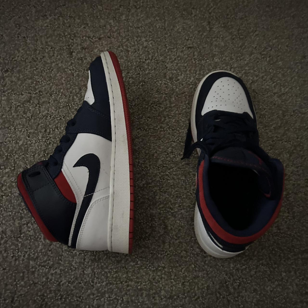 jordans white and red and blue