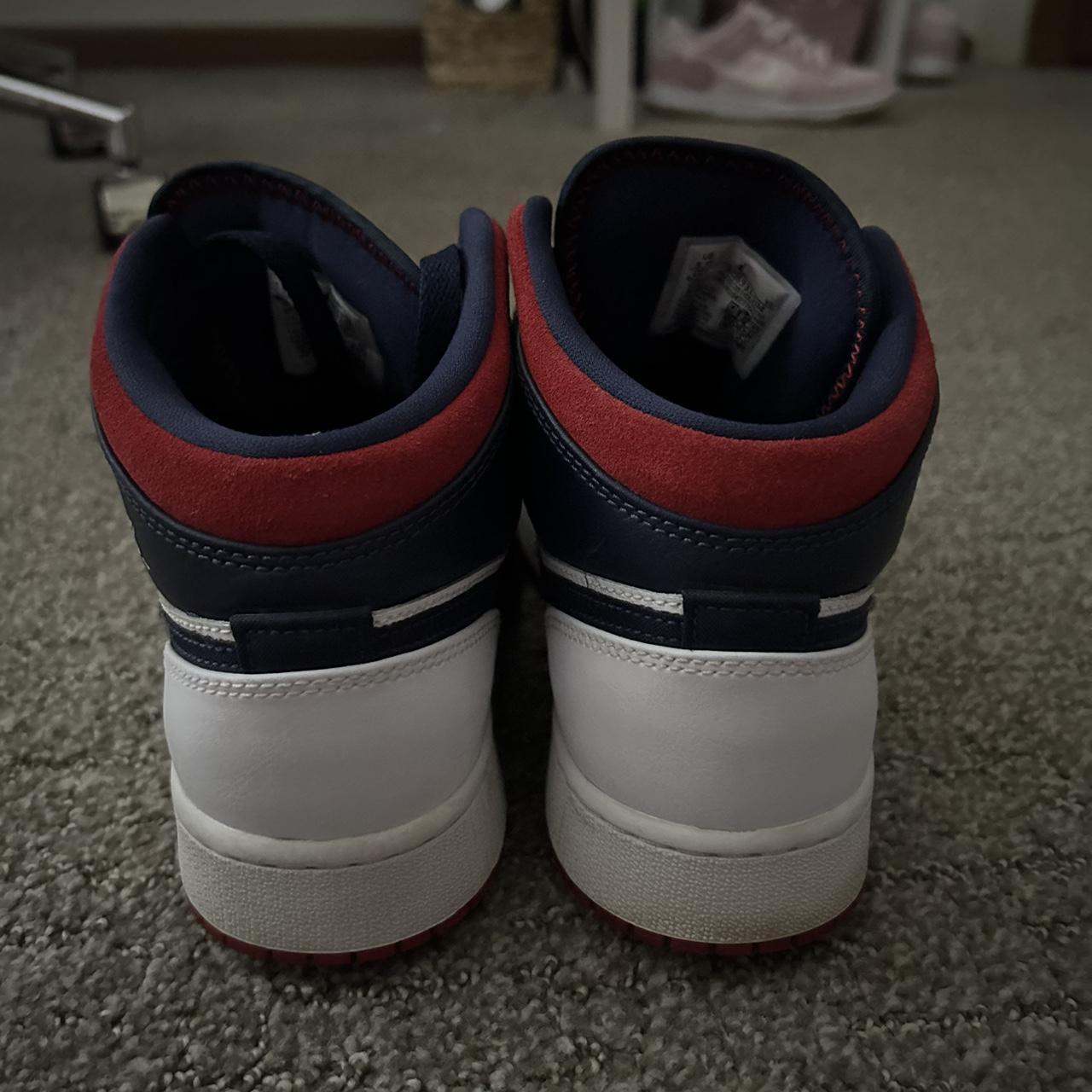 jordans white and red and blue