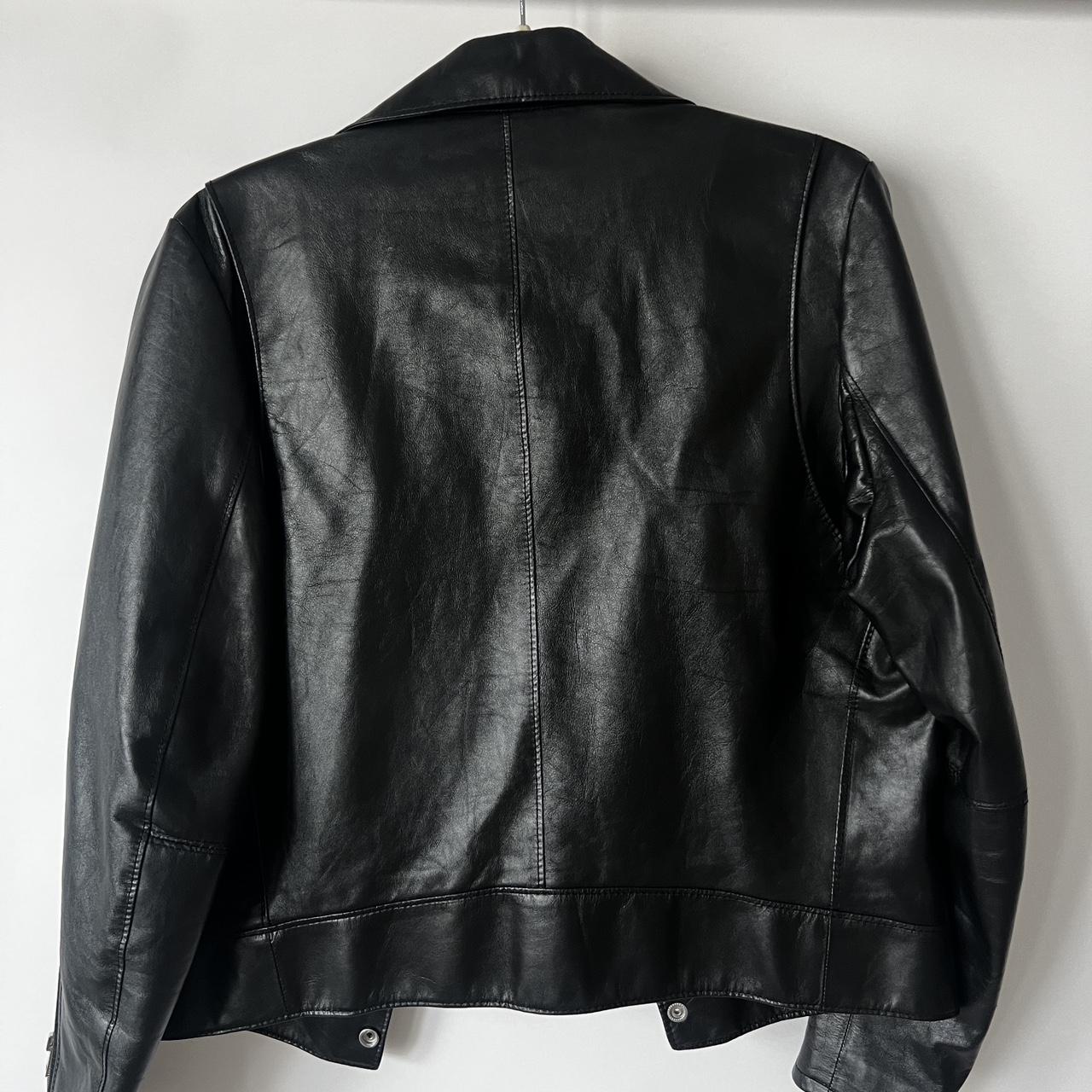 celine - black leather biker jacket never been worn... - Depop