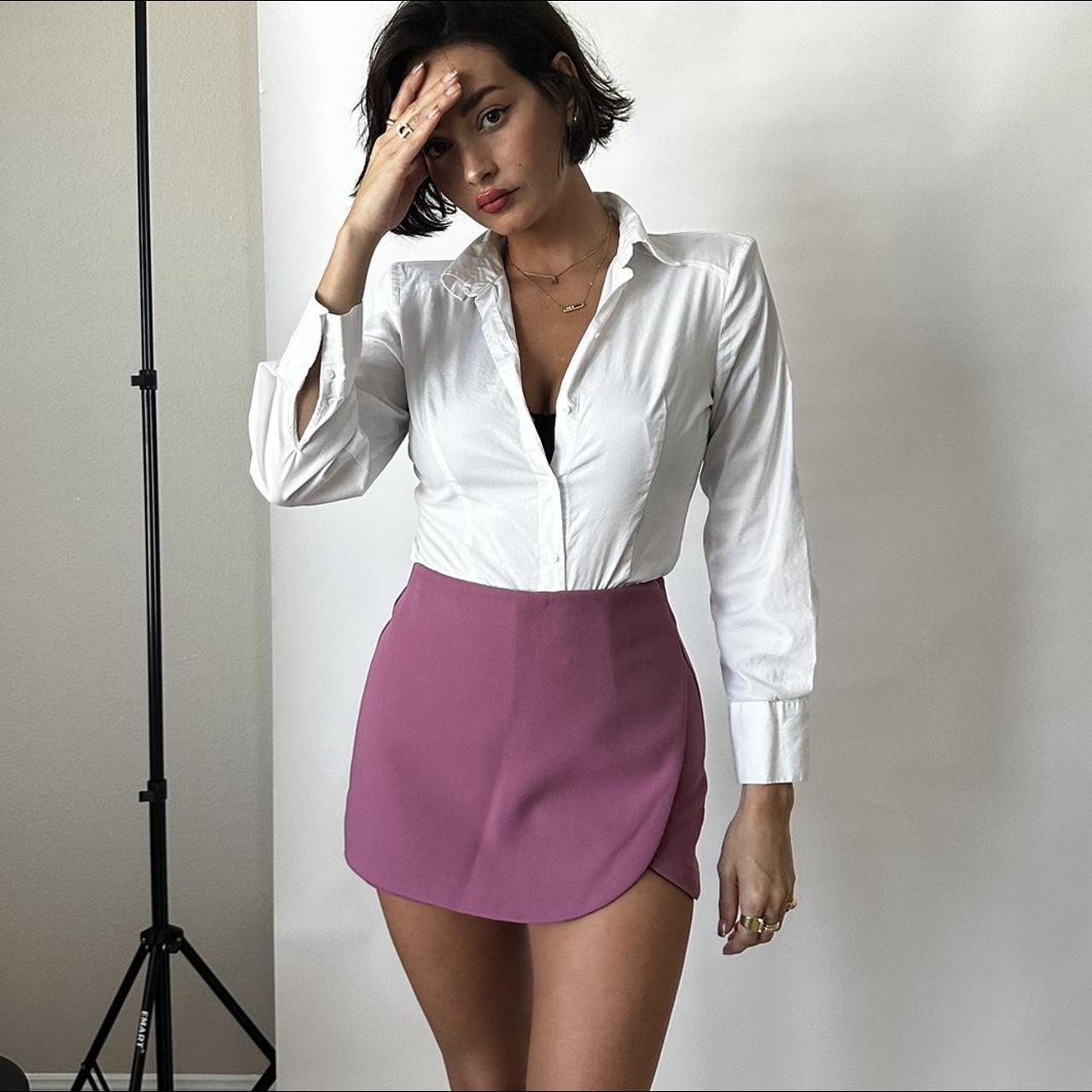 zara pink skirt worn once or twice around the... Depop