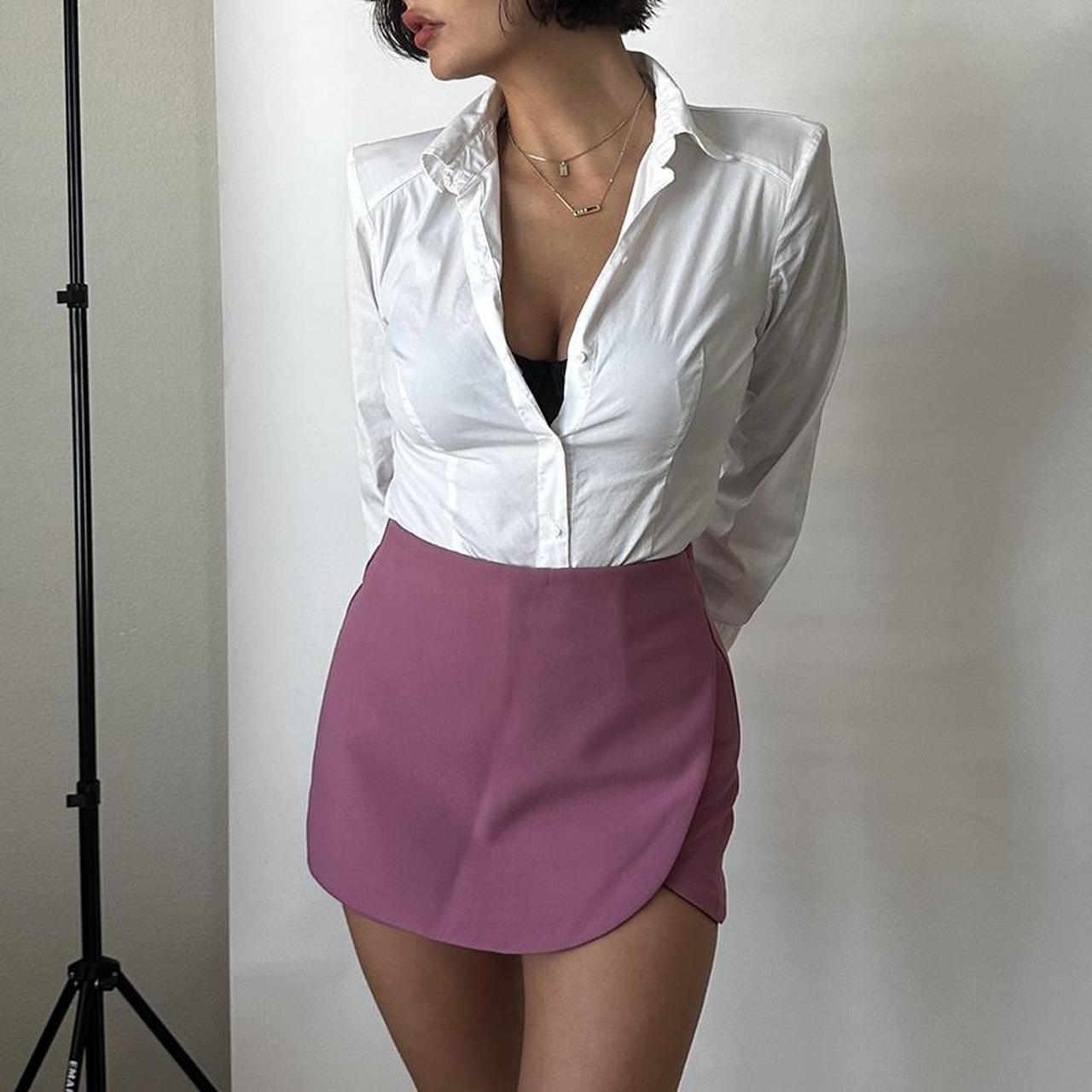 zara pink skirt worn once or twice around the... Depop