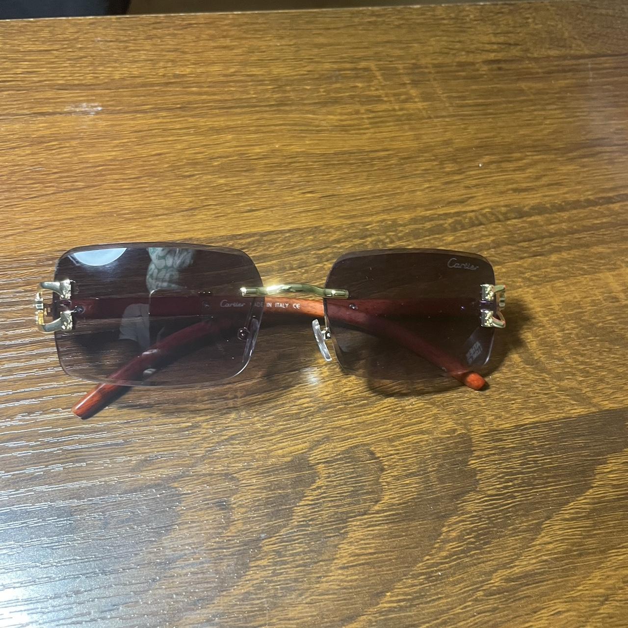 Authentic Purple Lens Cartier Glasses Wood-frame... - Depop