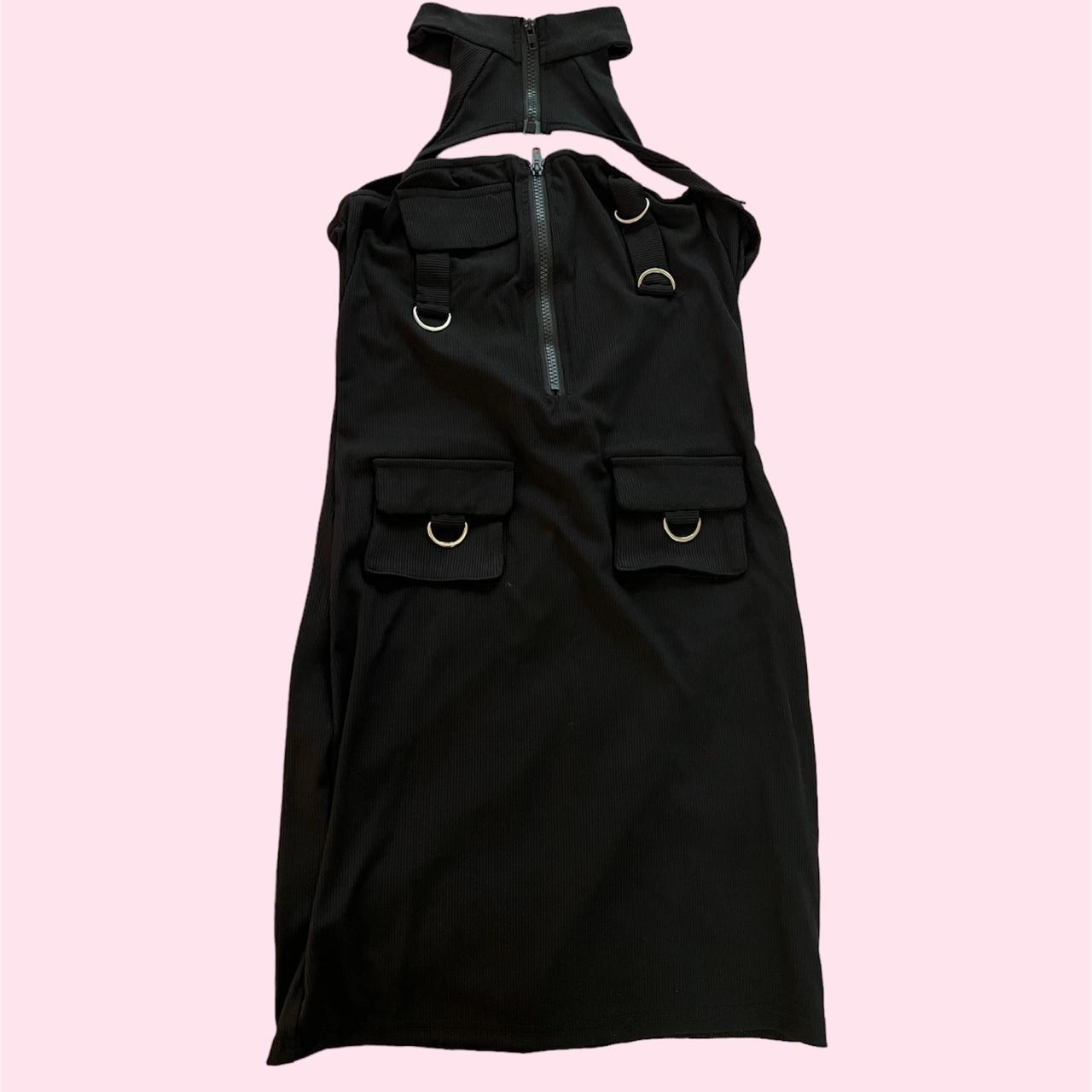 Punk zipper chain discount pocket sweatshirt dress