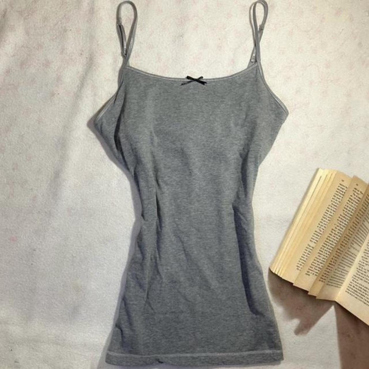 gray cami with built in bra and adjustable - Depop