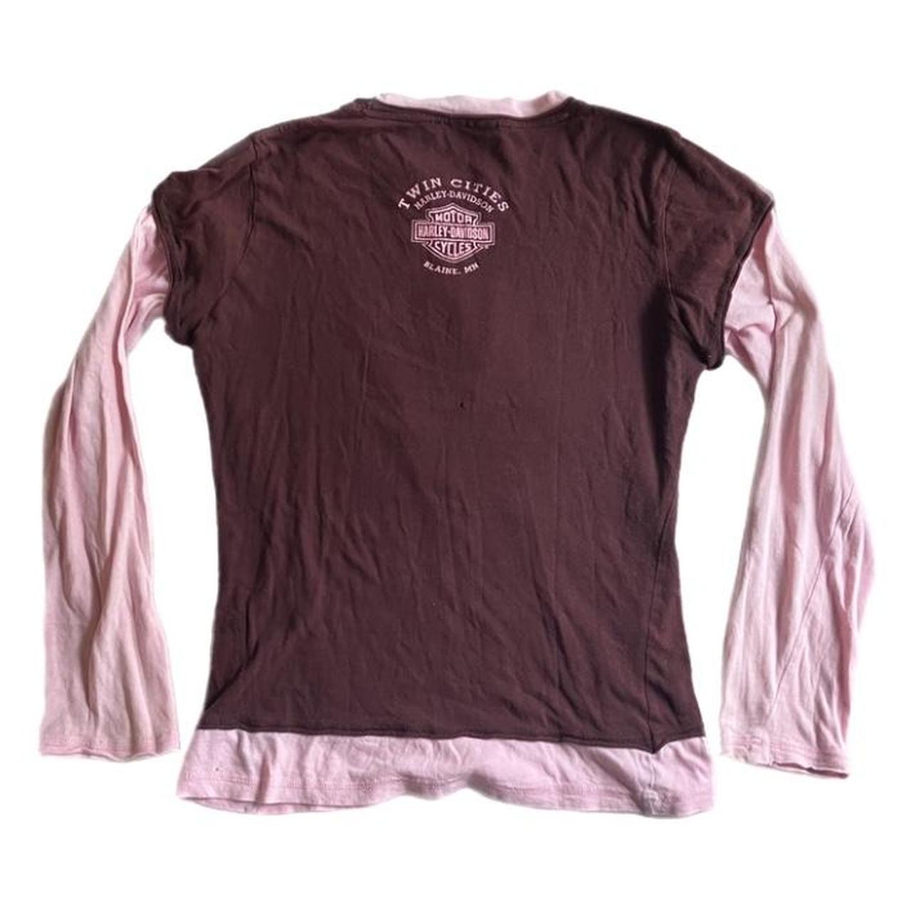 Harley Davidson pink and brown fitted longsleeve | Depop Harley Davidson pink and brown fitted longsleeve | Depop