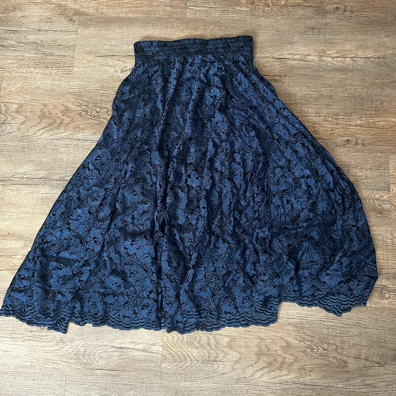 vintage sheer blue floral skirt! - by the brand... - Depop