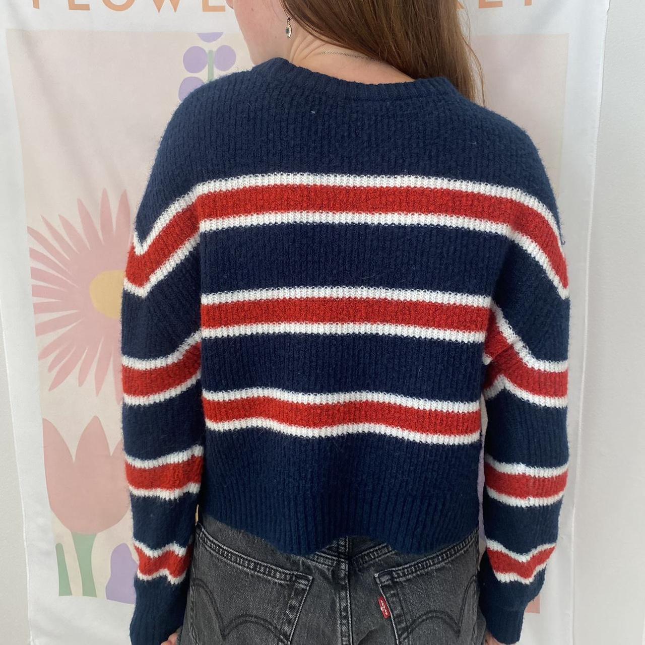 Blue white sale and red jumper