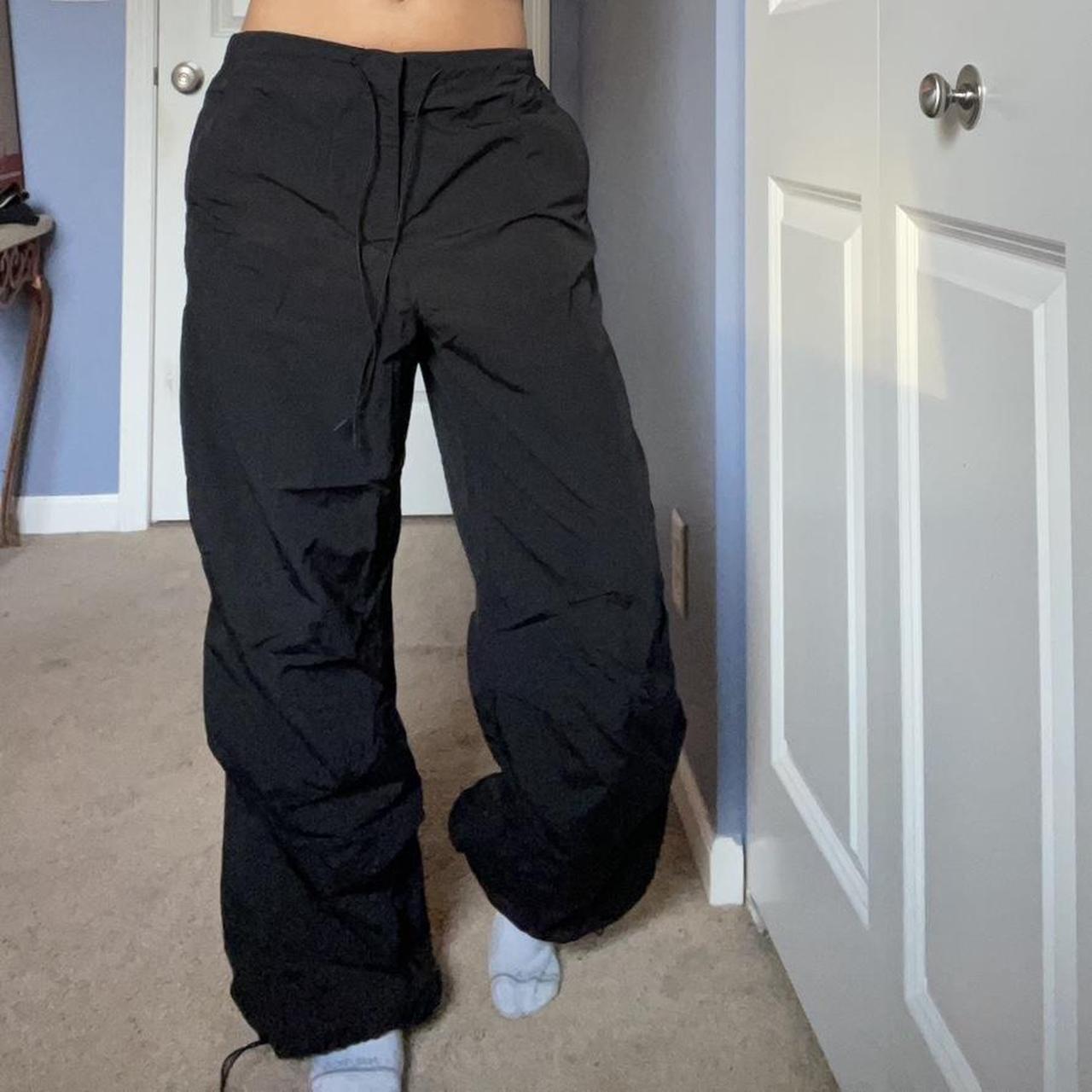 ON HOLD black parachute pants #swag #blackpants... - Depop