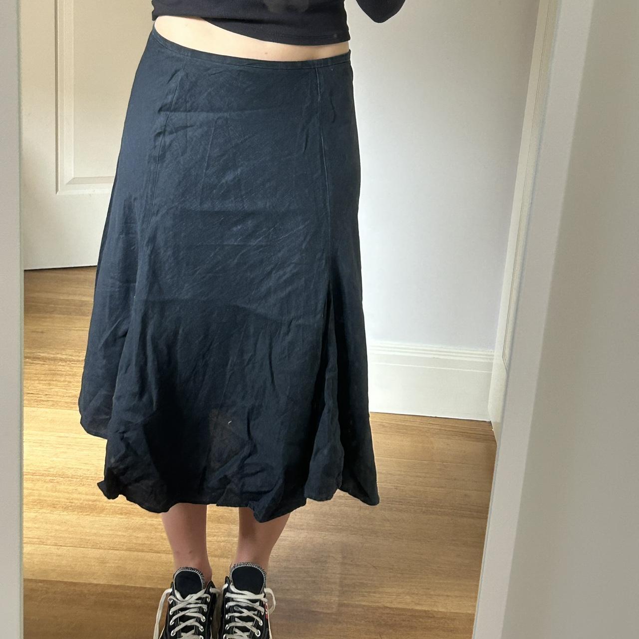 Witchery black linen skirt. Size 12. Very cute. Tiny... - Depop