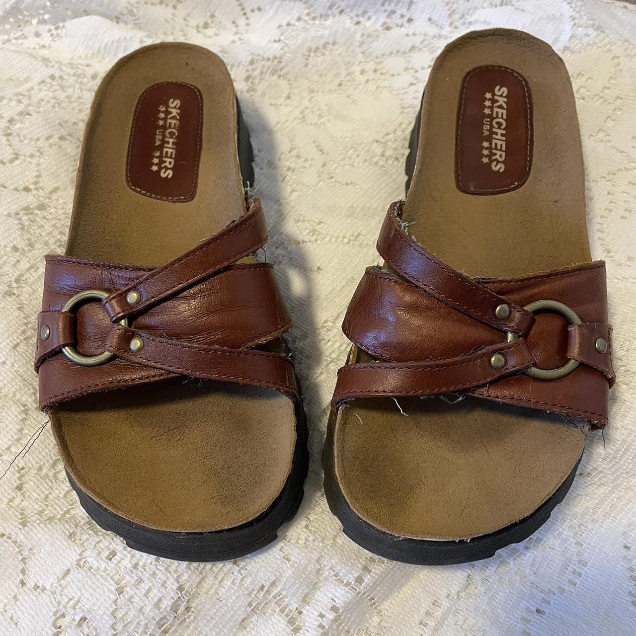 90s Skechers genuine leather sandals. These show... - Depop