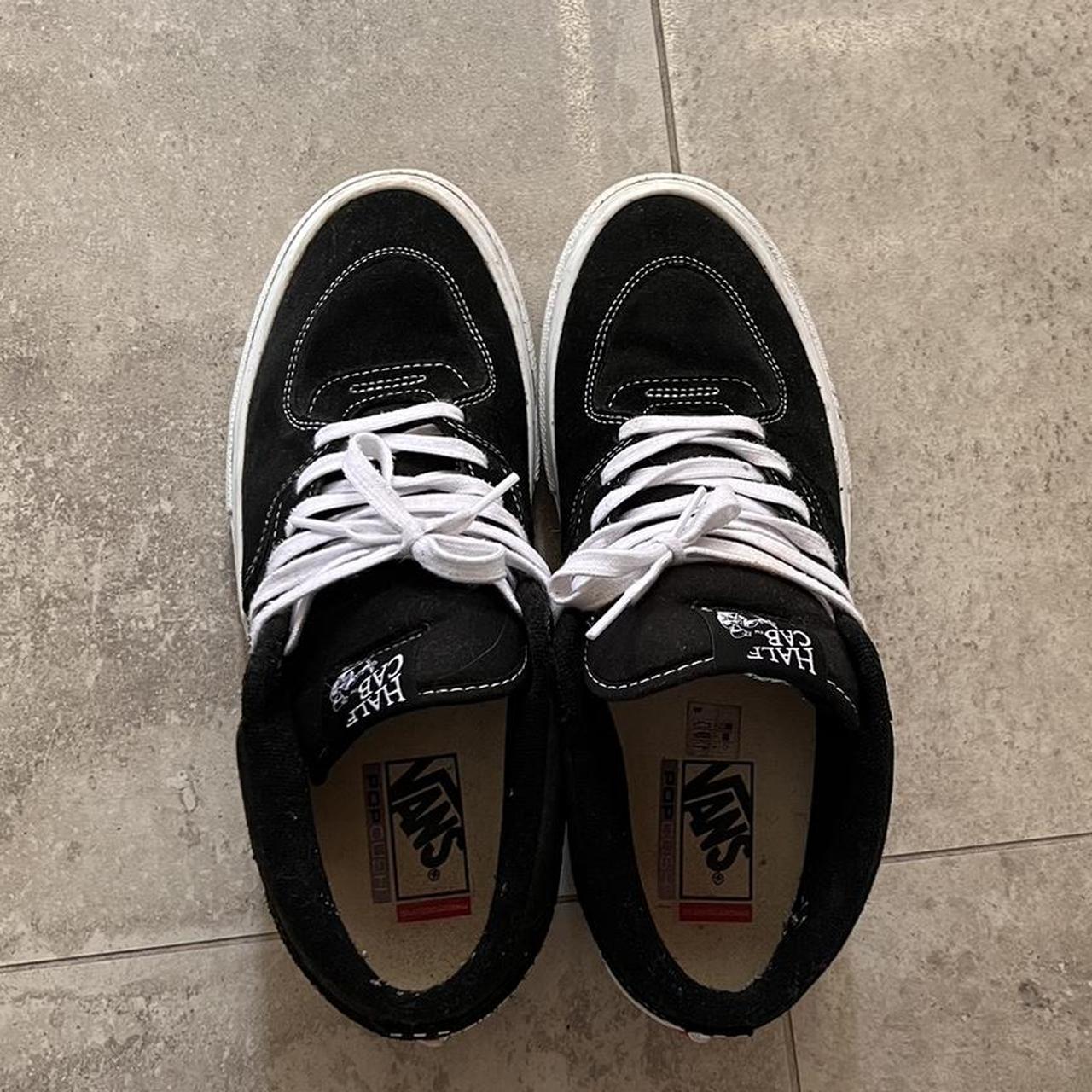 Black and White Vans Half Cabs Worn these a fair... - Depop