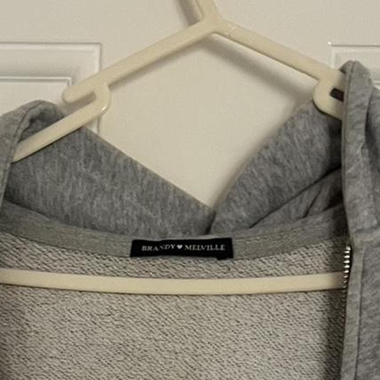 Grey brandy Melville cropped zip up hoodie Good... Depop