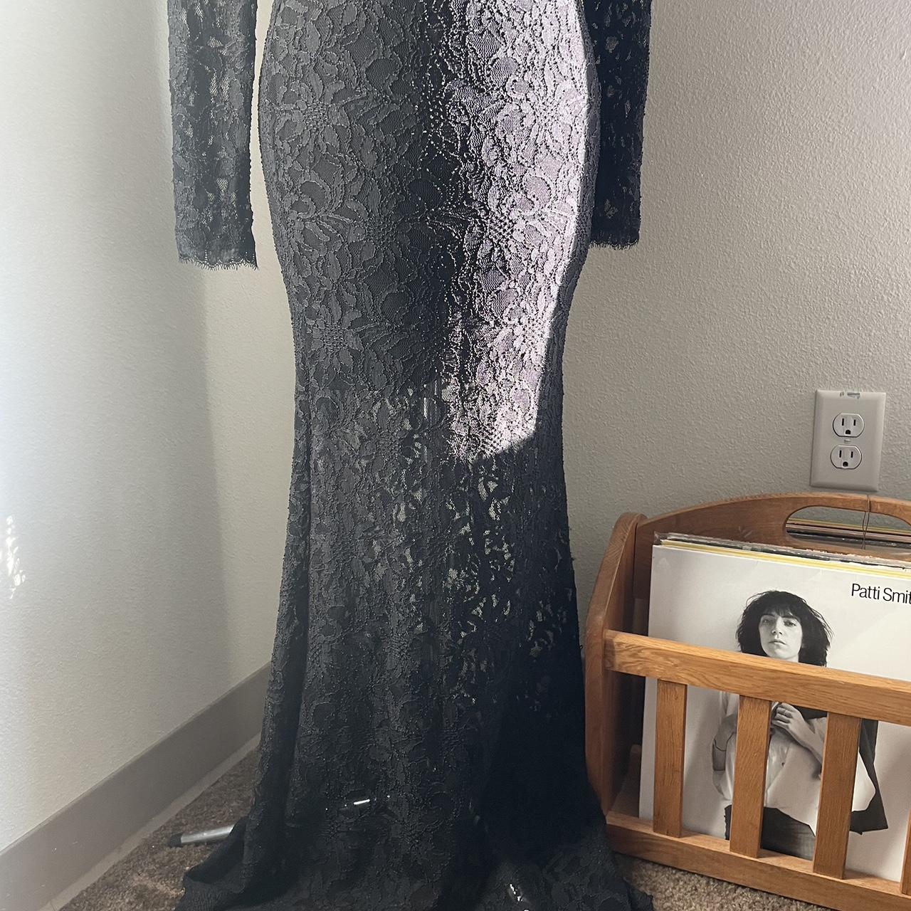 Stunning vintage 1990s gothic black lace maxi... - Depop